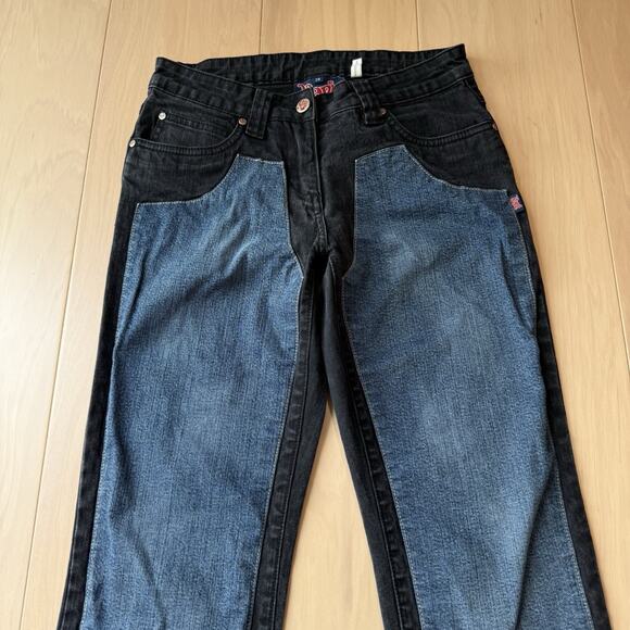 Vintage Karl Kani Jeans Women's 27 Blue Black Double Knee Streetwear Flare - Picture 3 of 8